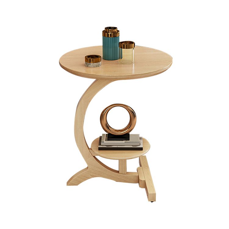 23.6" Tall Scandinavian Style Side End Table Wooden Round Sofa Side Accent Table