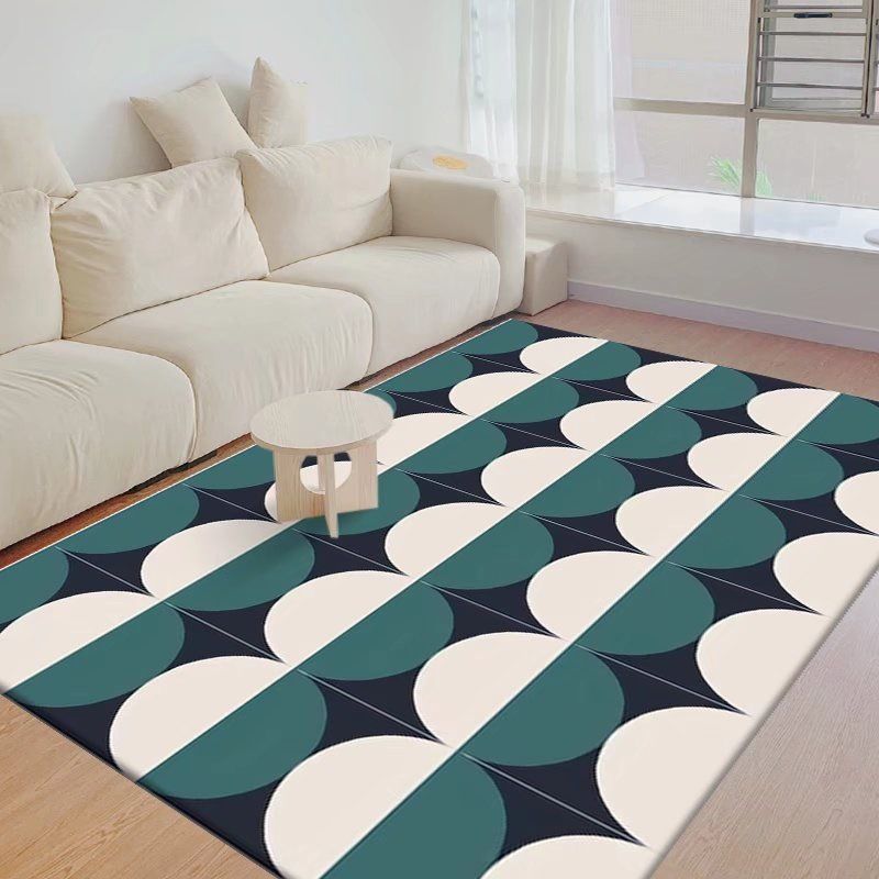 White Modern Rug Polyester Triangle Rug Non-Slip Backing Rug for Drawing Room