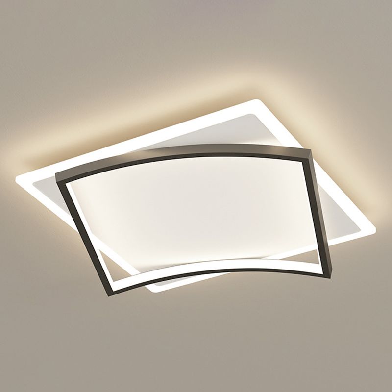 Acrylic Square Ceiling Mounted Fixture Modern Style Black-White LED Ceiling Flush Mount Light