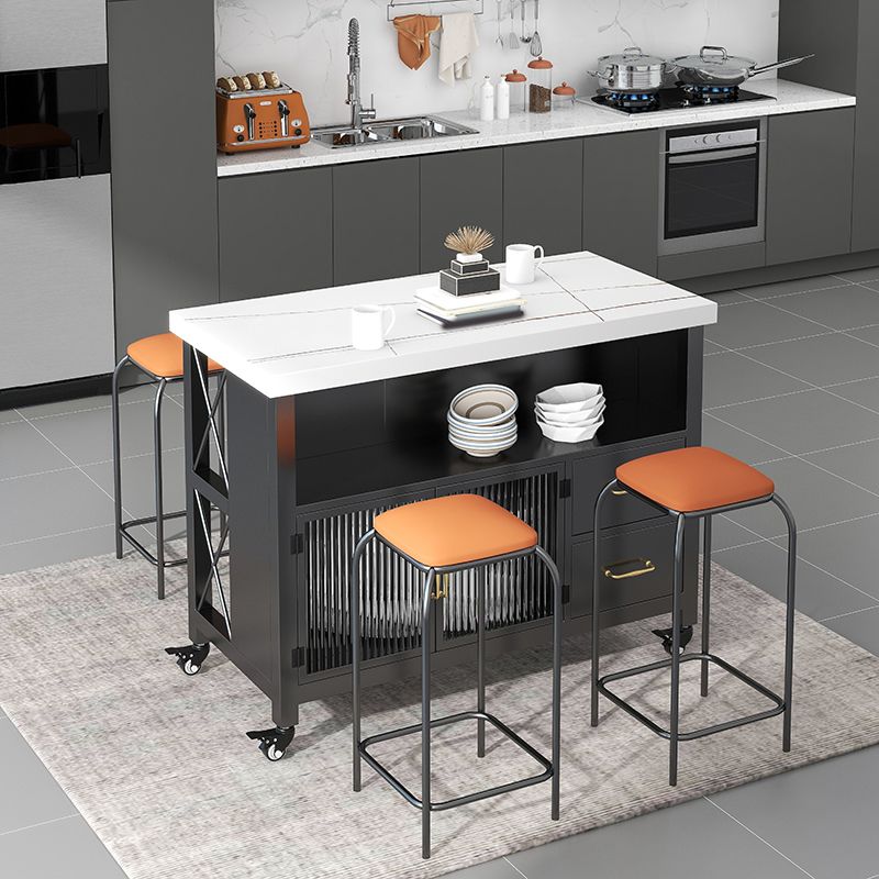 Modern Simple Dining Island Table Marble Prep Table with Drawer