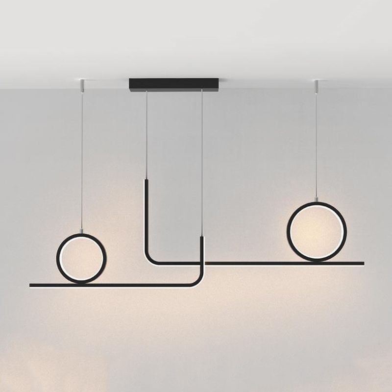 Modern 4-Light Black Kitchen Island Lighting LED Unique Island Pendant Lighting
