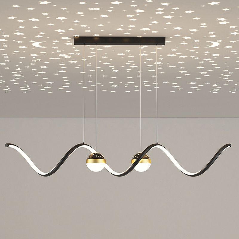 Modern Style Ribbon Shape Island Pendants Metal Pendant Lights for Dining Room