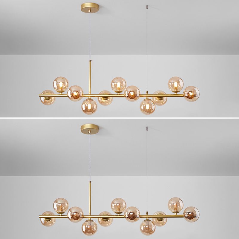 Round Island Chandelier Lights Contemporary Glass Chandelier Lighting Fixtures for Dining Table