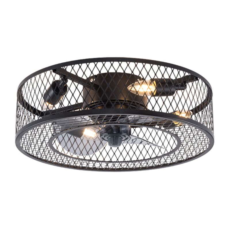 Cage Drum Semi Flush Mount Light Fixture Industrial Style Metal Ceiling Light Fixture for Bedroom