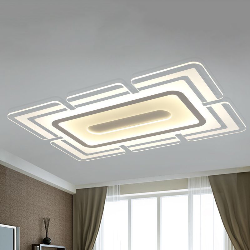 White Thinnest Pad Flush Mount Lamp Modern Acrylic LED Ceiling Fixture in Warm/White Light with Slot Design