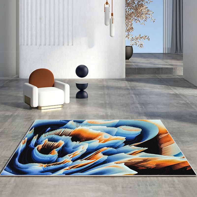 Brown Abstract Pattern Rug Polyester Modern Rug Washable Rug for Living Room