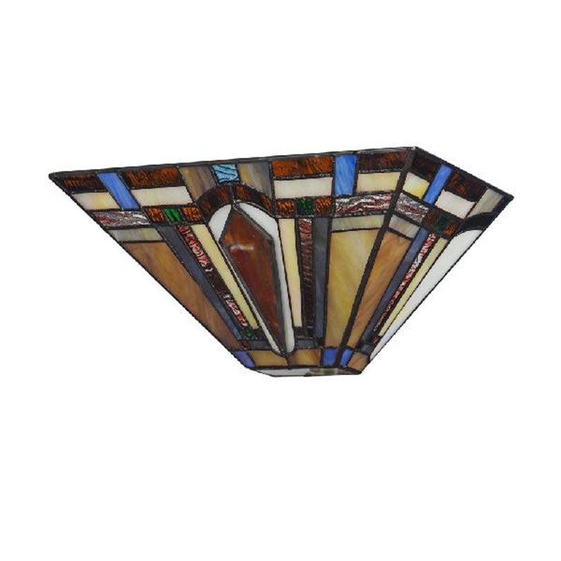 1 Light Geometric Wall Light Craftsman Stained Glass Wall Sconce Light in Brown for Restaurant