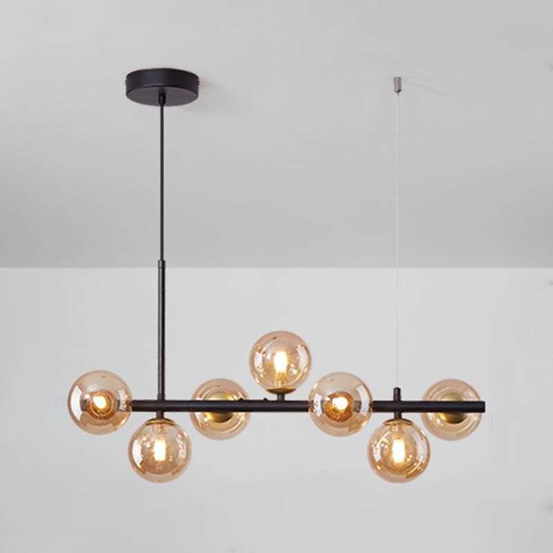 Moderne Insel Leichtes Multi-Head-Restaurant Hängende Lampe mit Globe Glass Shade