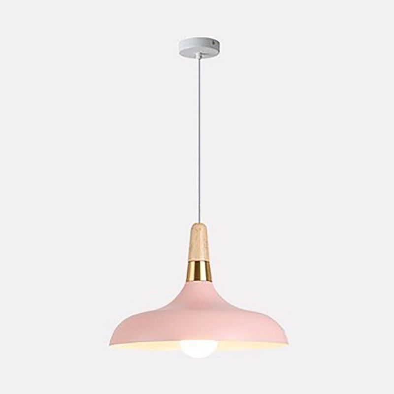 Metal Pot Cover Shape Hanging Lights Modern Style 1-Light Hanging Fixture for Bedroom