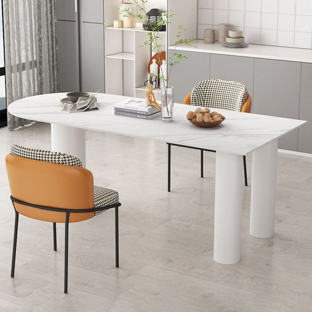 Free Form Dining Table Modern Sintered Stone Top Iron Base Table