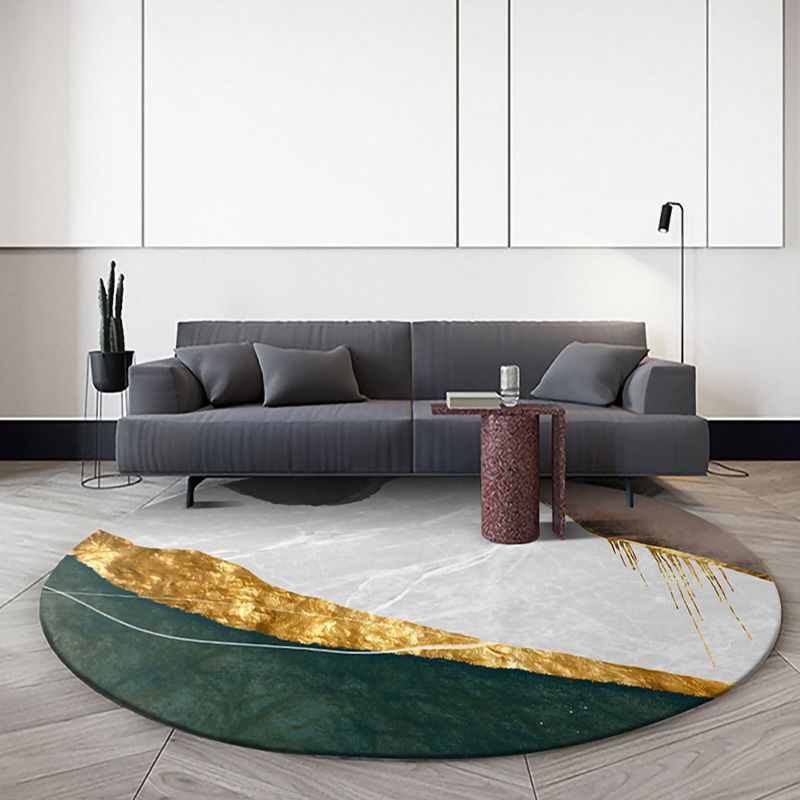 Round Modern Carpet Fancy Abstract Pattern Indoor Rug Polyester Non-Slip Area Rug for Living Room