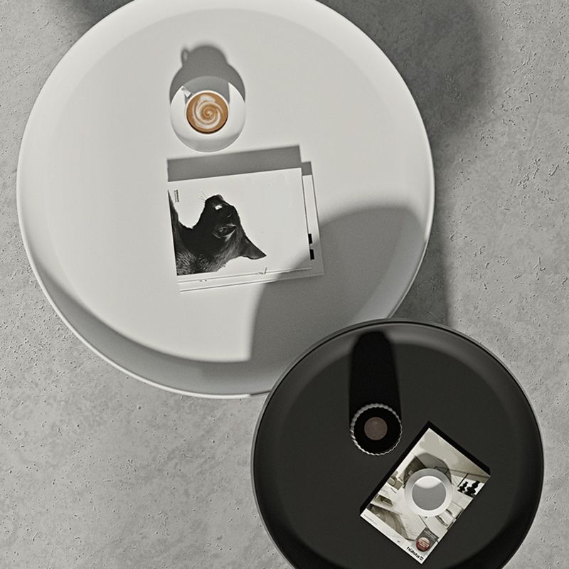 Round Metal Coffee Table black/White finish Cocktail Table - 19.7''/29.5''