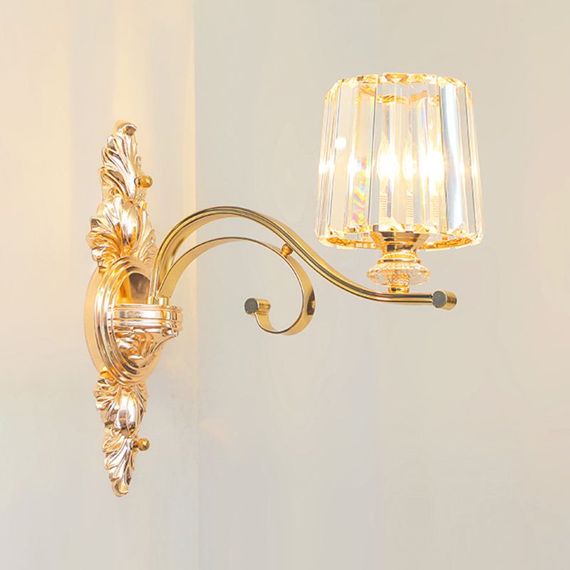 Golden 1/2-Light Modern Wall Mounted Sconce LED Crystal Wall Light
