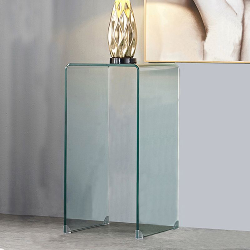 Modern Glass Sled Side End Table Minimalist Square Corner Table
