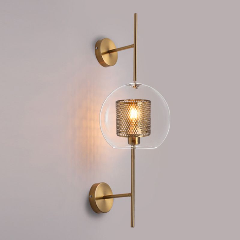Industrial Style Armed Shape Wall Lamp Glass 1 Light Wall Sconce for Living Room