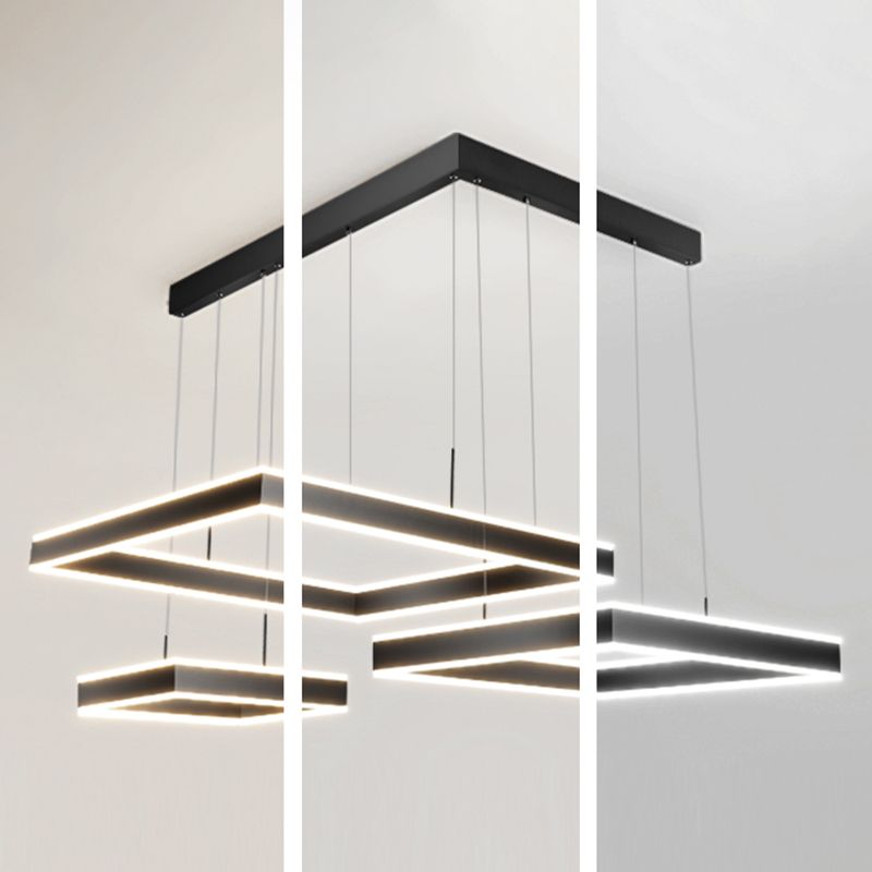 Modern vierkante kroonluchter licht multi-tier hangende hanglampen met acrylschaduw