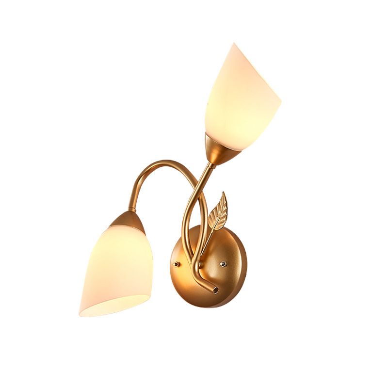 Modernist Wall Sconce Flower Wall Light Fixture with Glass and Metal for Bedroom