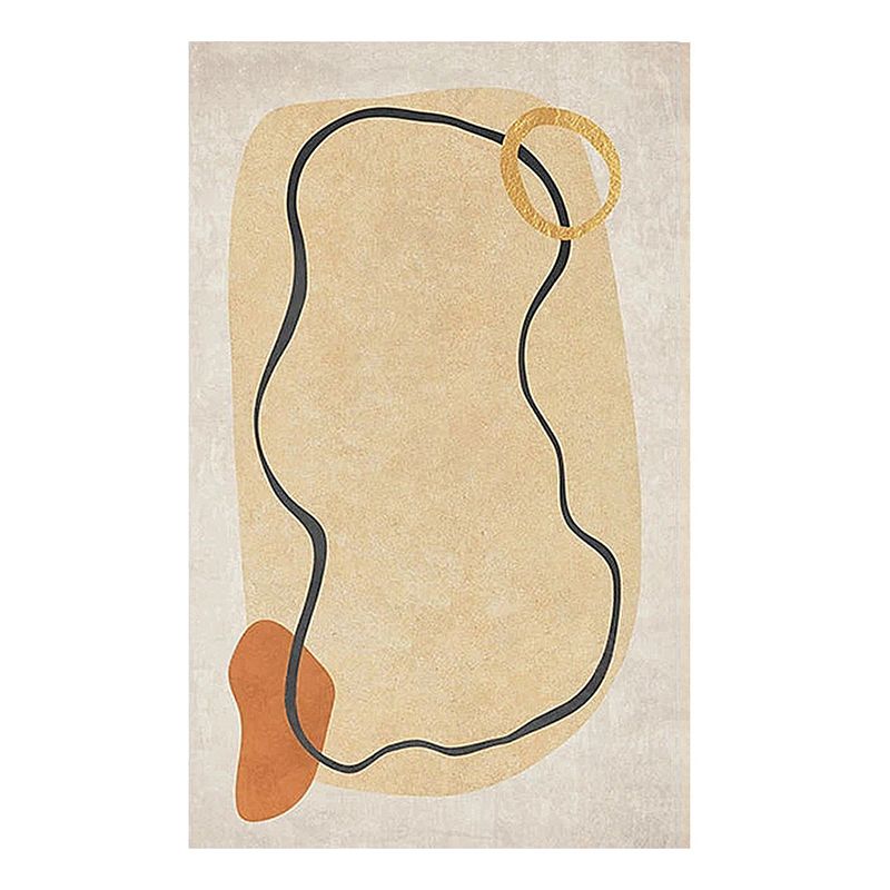 Light Brown Contrast Color Rug Polyester Casual Rug for Living Room