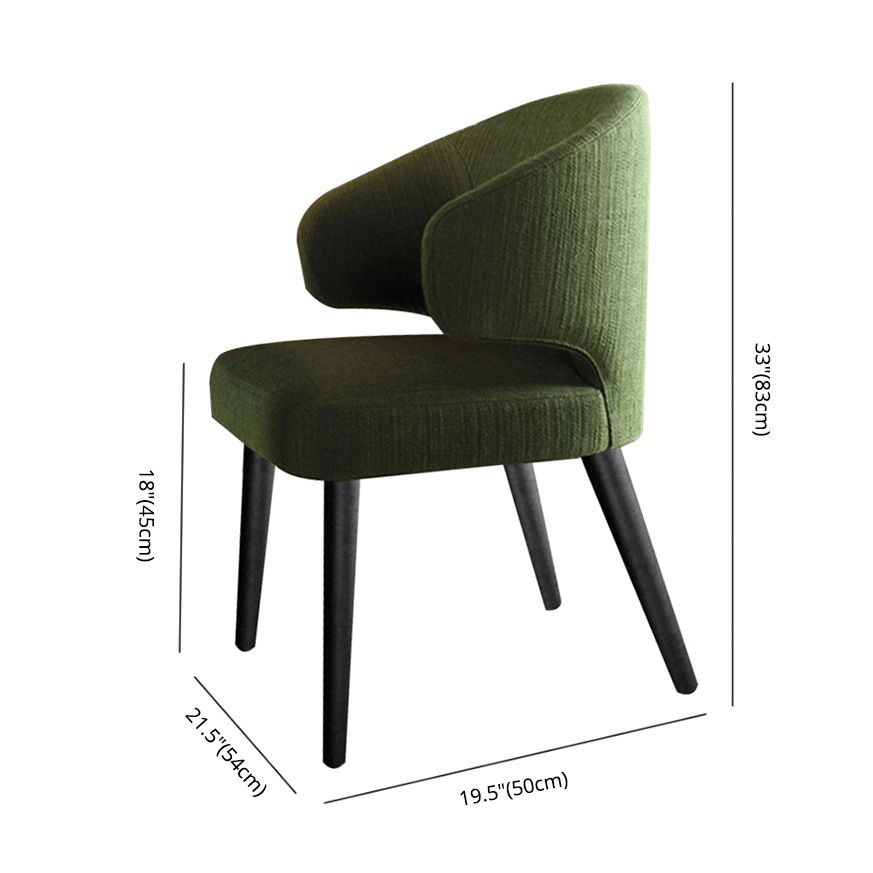 Glam Style Upholstered Side Chair Solid Back Chair with 4 Black Finish Legs
