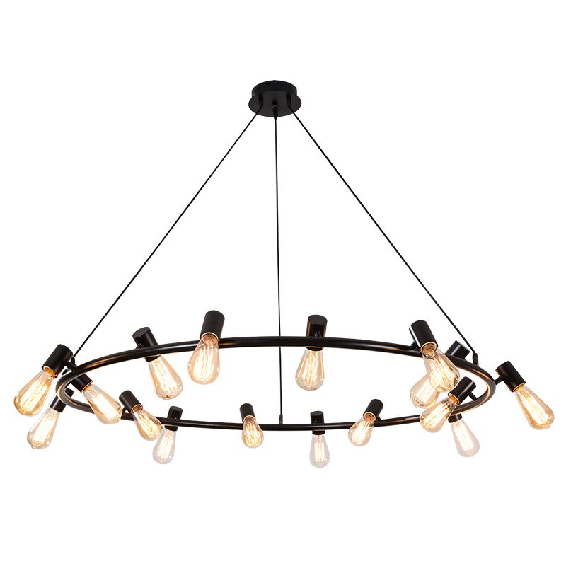 Accesorios de iluminación de araña de ruedas de carretas Luz de suspensión de múltiples cabezas industriales para sala de estar
