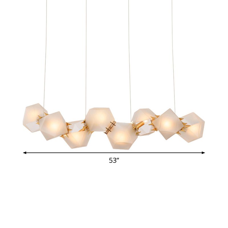 Geometric Frosted Glass Chandelier Lighting Postmodern 6/8/10 Heads Gold Hanging Lamp Kit
