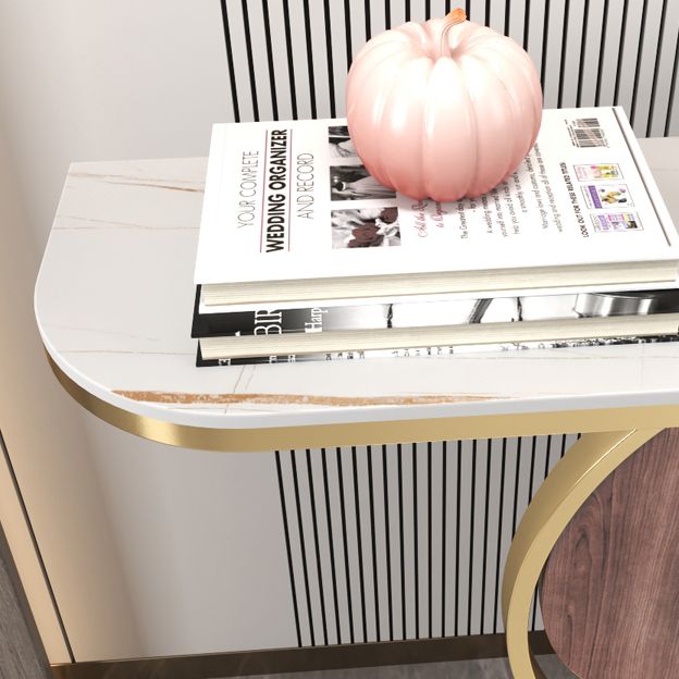 Glam Half Moon Console Sofa Table Antique Finish Console Accent Table