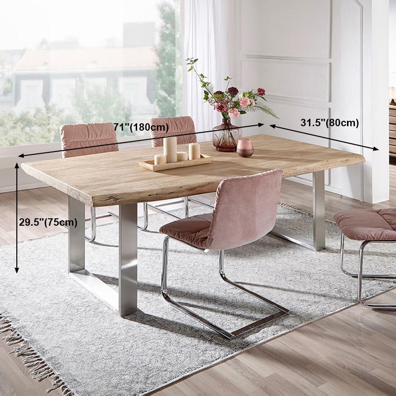 Rectangle Shape Glam Dining Table Fixed Table with Solid Wood