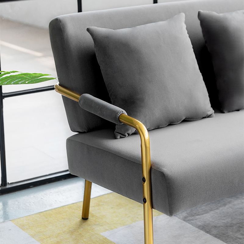 28.35" High Velvet 3-seater Sofa with Square Arm for Apartment