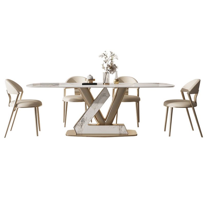 Glam Style Rectangle Table Set 1/4/5/7/9 Pieces Dining Set for Home Use