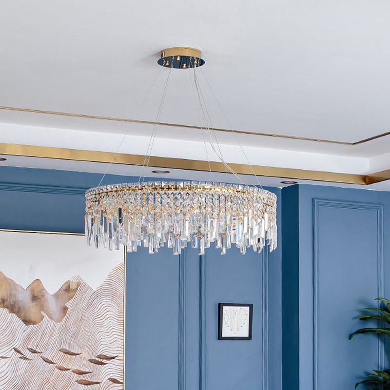 K9 Crystal Iasphicle Luz colgante Luxurious Modern Brass LED LED para sala de estar