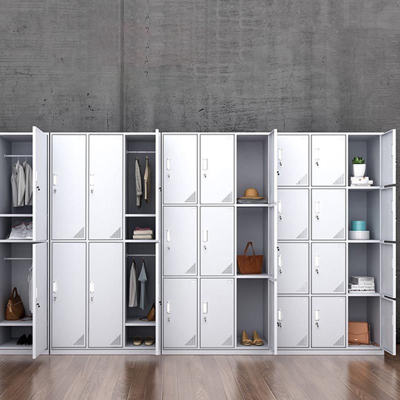 Modern White Storage Cabinet with Hinged Door Metal Cabinet for Bathroom