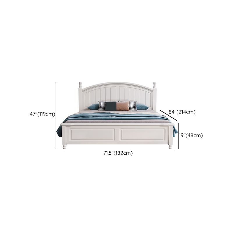 Contemporary White Wood Arched Standard Bed, Panel Headboard Bed