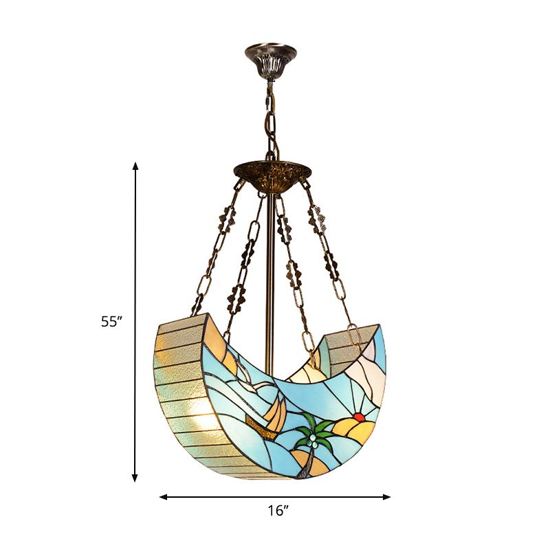 Luce a sospensione di luna blu appeso moderno lampadario nautico moderno con catena di metallo regolabile