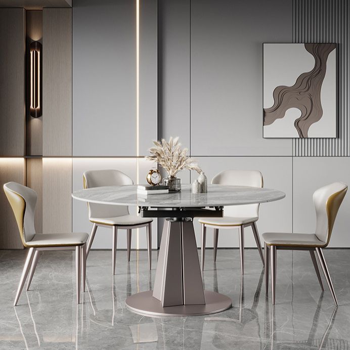 Modern Style Dining Round Table Sintered Stone Table with Metal Legs for Home