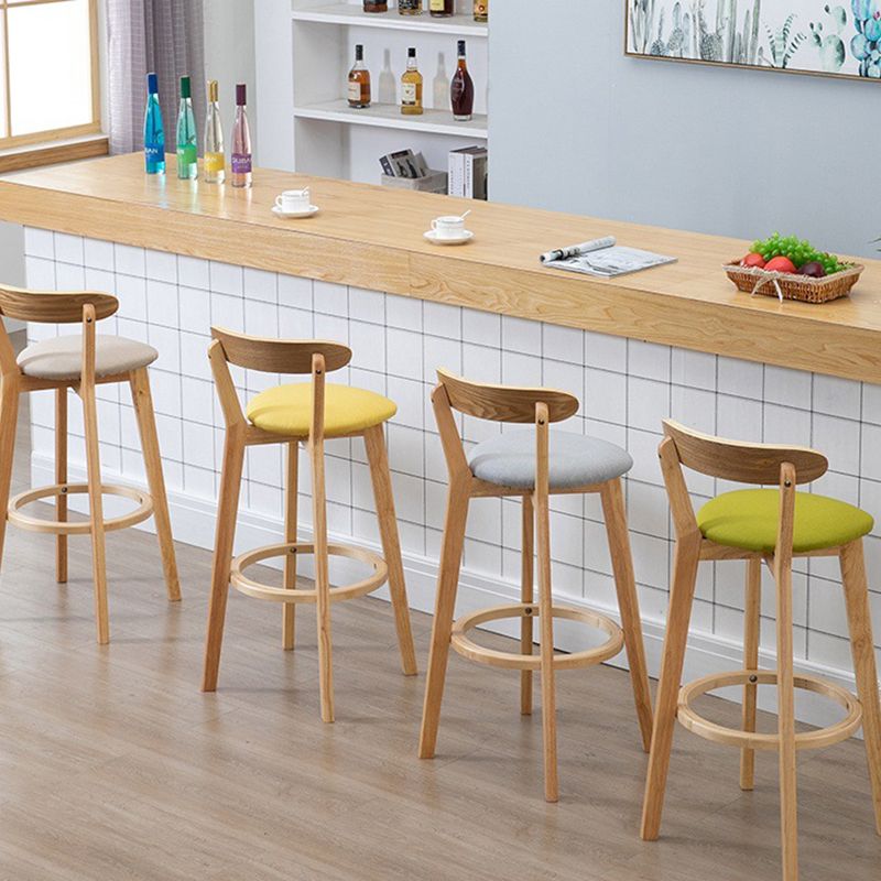Contemporary Matte Finish Solid Wood Bar Stool Milk Tea Shop Footrest Stool