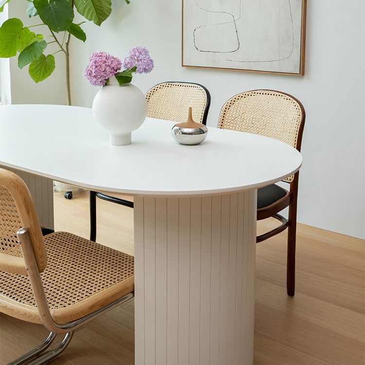 Massief hout eigentijdse ovale eettafel witte houten boventafel voor eetkamer