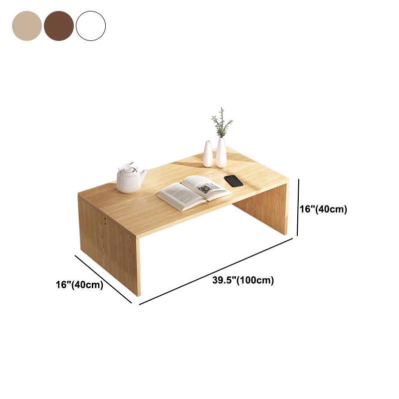 12.5"/15.7" Tall Modern Sled Base Wood Rectangular Table Top Coffee Table