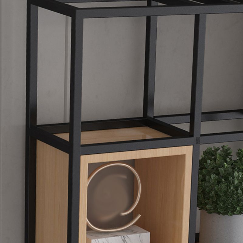 Industrial Open Etagere Bookshelf Iron Frame Solid Wood Shelf Bookshelf