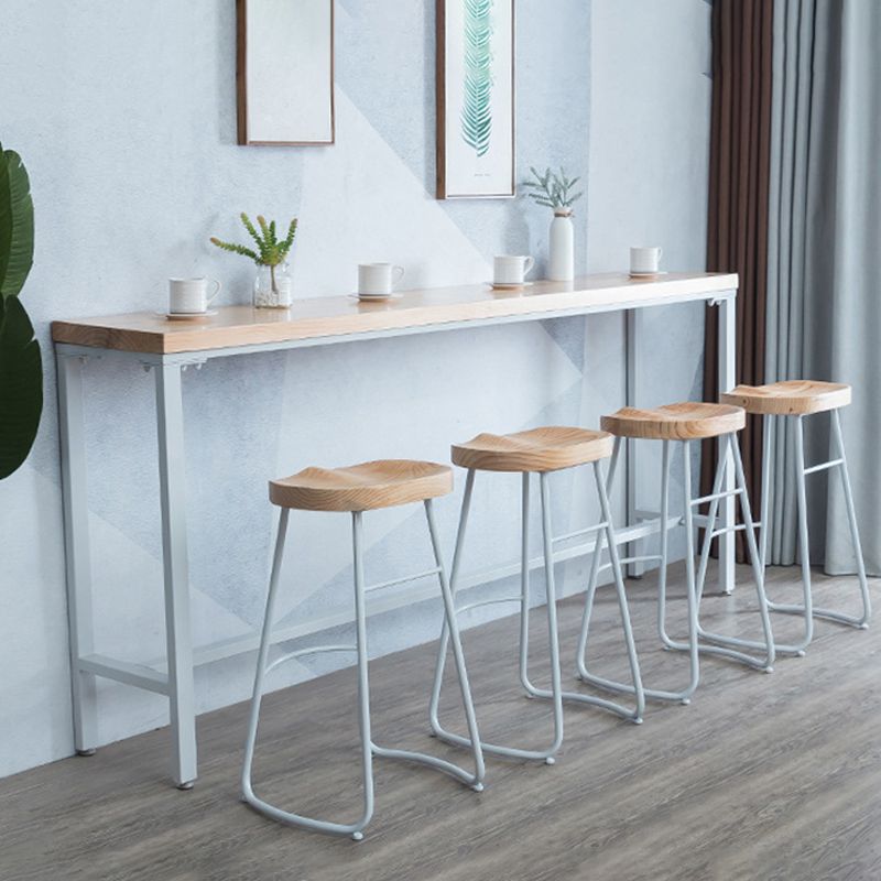 1/5 Pieces Industrial Rectangle Bar Table Set Wooden Counter Table with High Stools