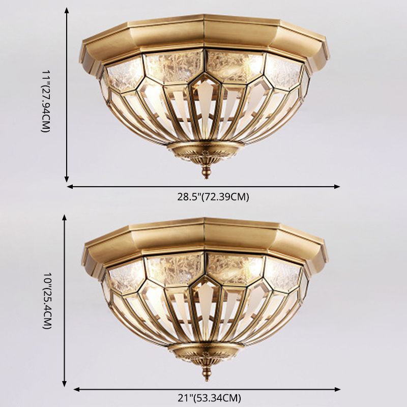 Brass Flush Ceiling Light Fixture Classic Glass Faceted Flush Mount Ceiling Fixture