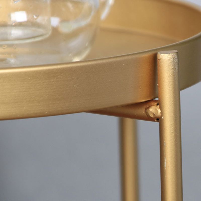 4 Legs Corner Table Round Tray Top Side End Table for Living Room