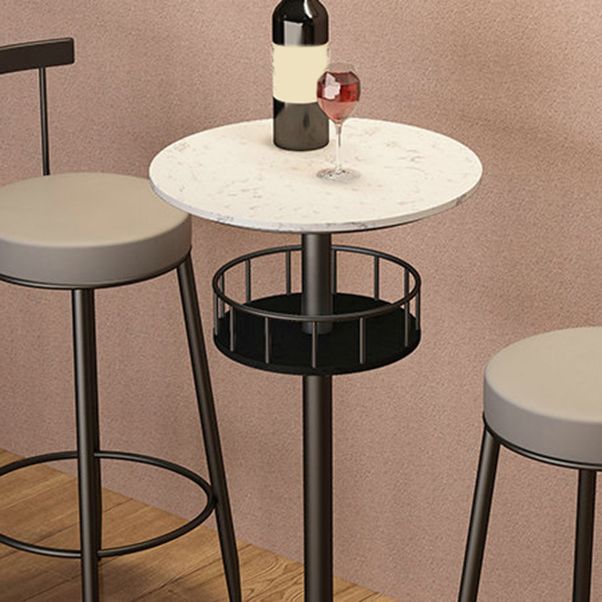 1/3 Pieces Glam Iron Bar Table Set Storage Bistro Set with Faux Marble Top