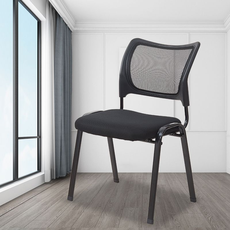 Mesh Desk Chair Low Back No Wheels Fixed Arms Conference Chair