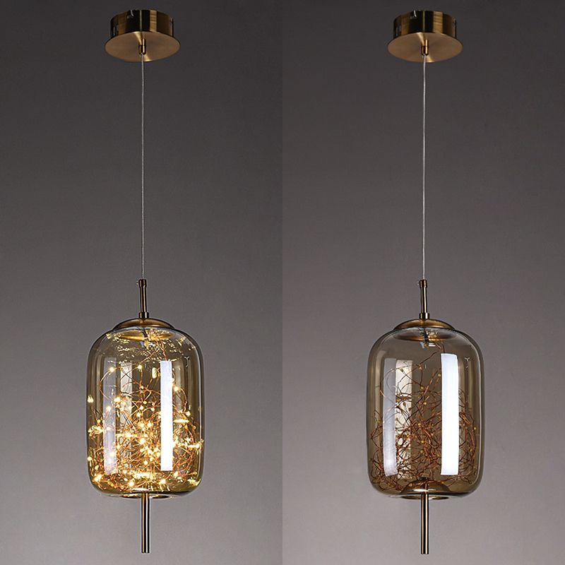 Geometric Shape Glass Hanging Light Modern Style 1 Light Hanging Light Fixtures