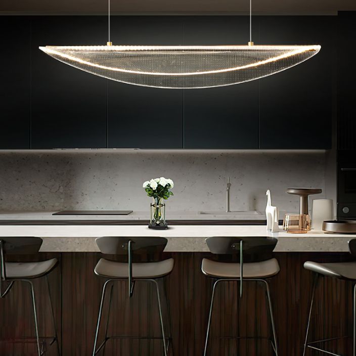 Clear Leaf Shaped Island Light Simplicity Acrylic LED Suspension Light for Dining Room