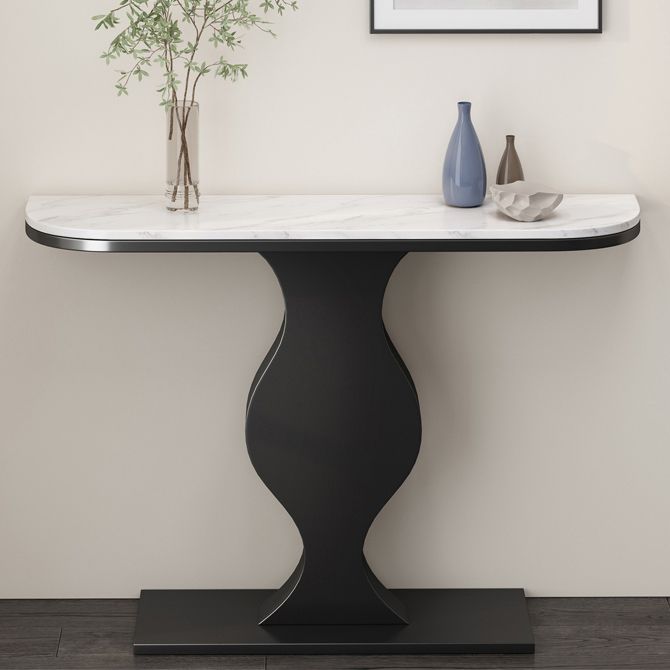 Modern 31.5" Tall Accent Table Stone Half Moon Console Table