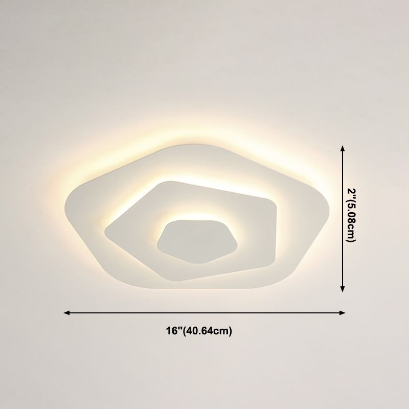 Lacquered Iron LED Ceiling Light in Modern Minimalist Style Acrylic Geometric Flush Mount in White