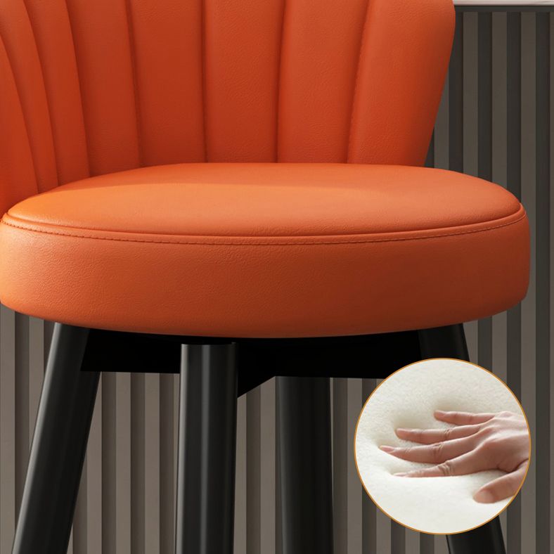 Contemporary Metal Legs Bar Stools Faux Leather Living Room Counter Chair