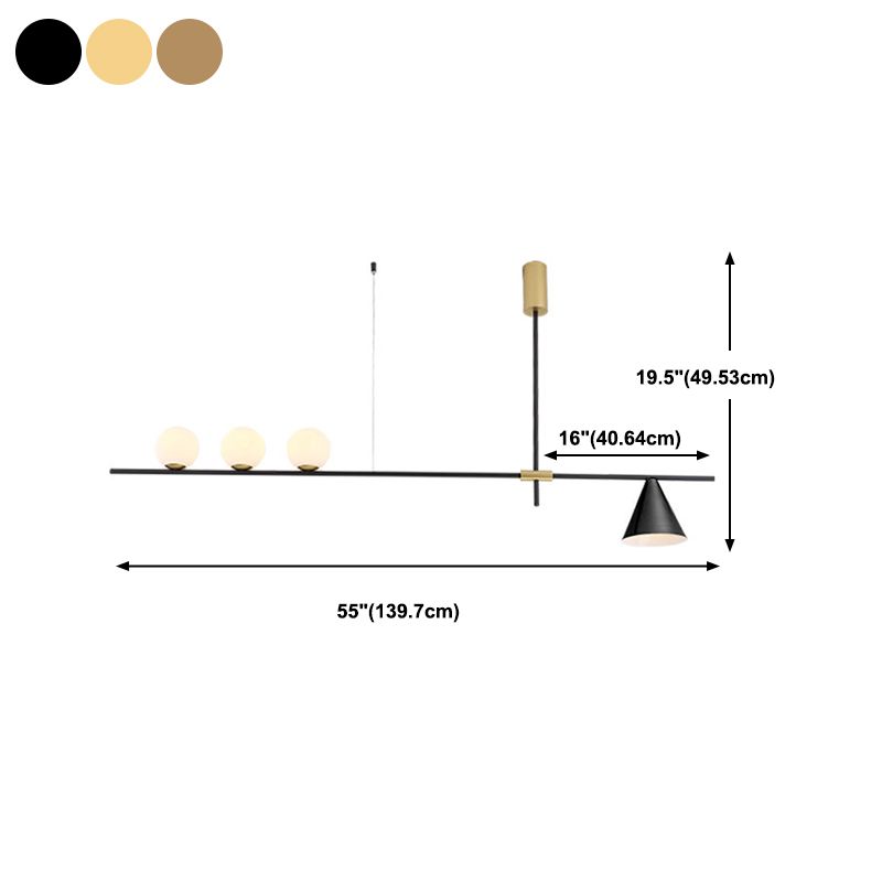 Modern Simple Iron Hanging Lamp Strip Shape Island Light Fixture for Dining Table