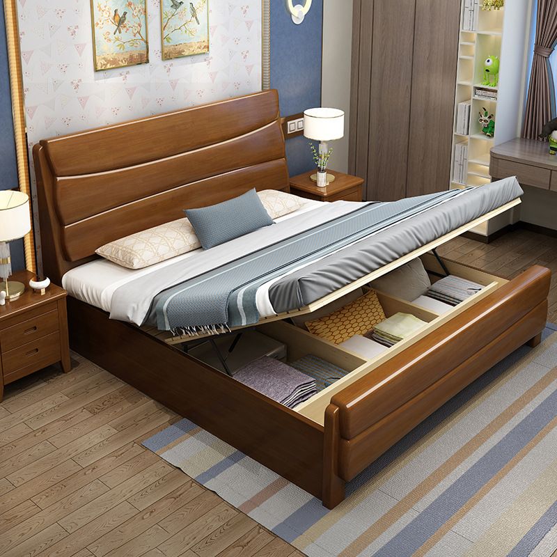 Traditional Solid Wood Standard Bed Headboard Bed with Footboard
